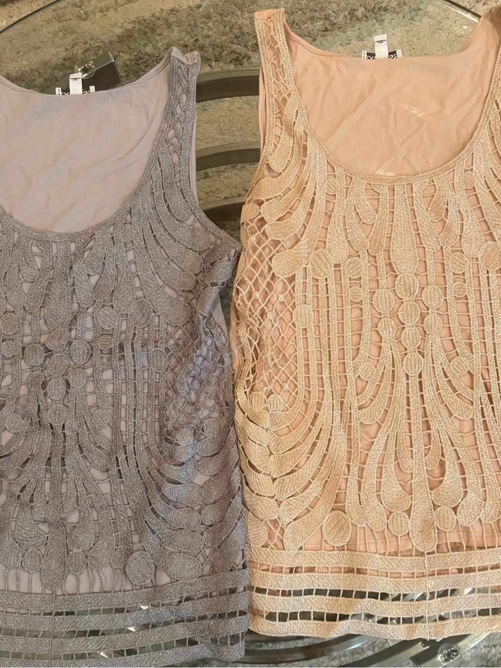 Set of 2! Express  crochet sparkle  tank tops size S